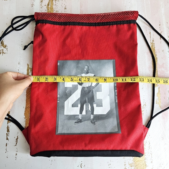 🔥 Vintage Air Jordan Drawstring Bag – Red/Black – Michael Jordan #23 Graphic – - Picture 14 of 16